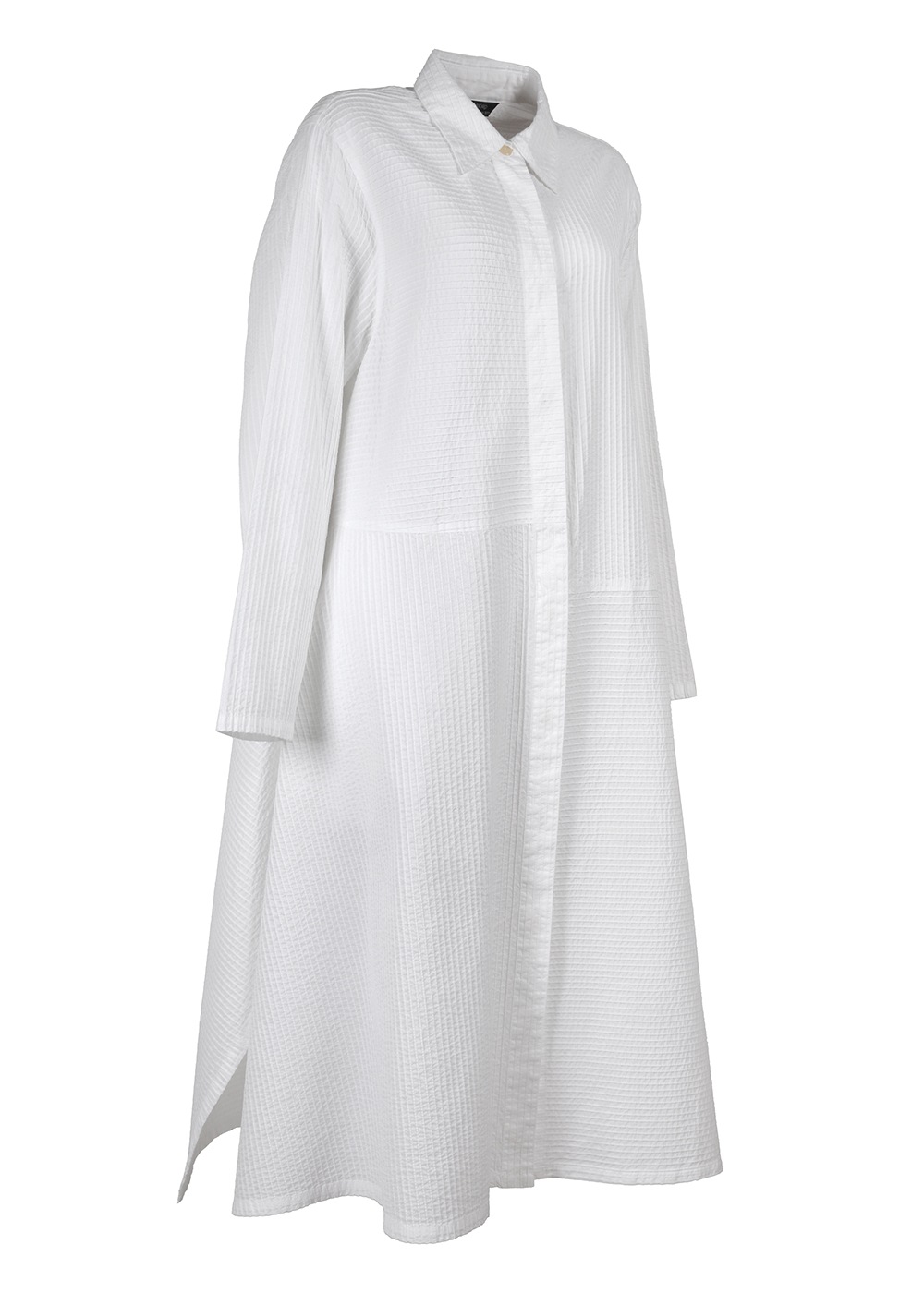 裾広幅デザインピンタックシャツワンピース