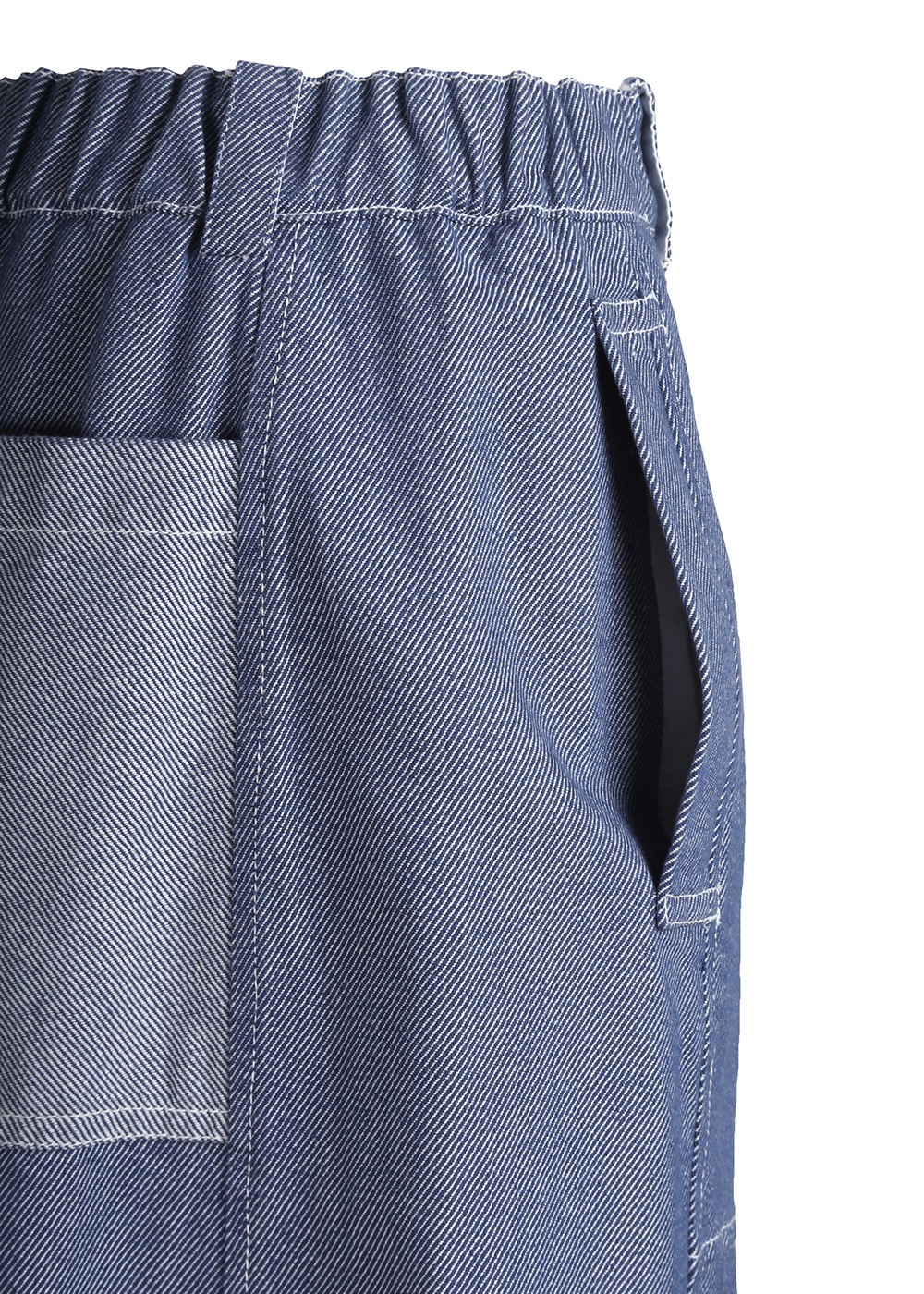 ブルーツイルティックパッチワークパンツ