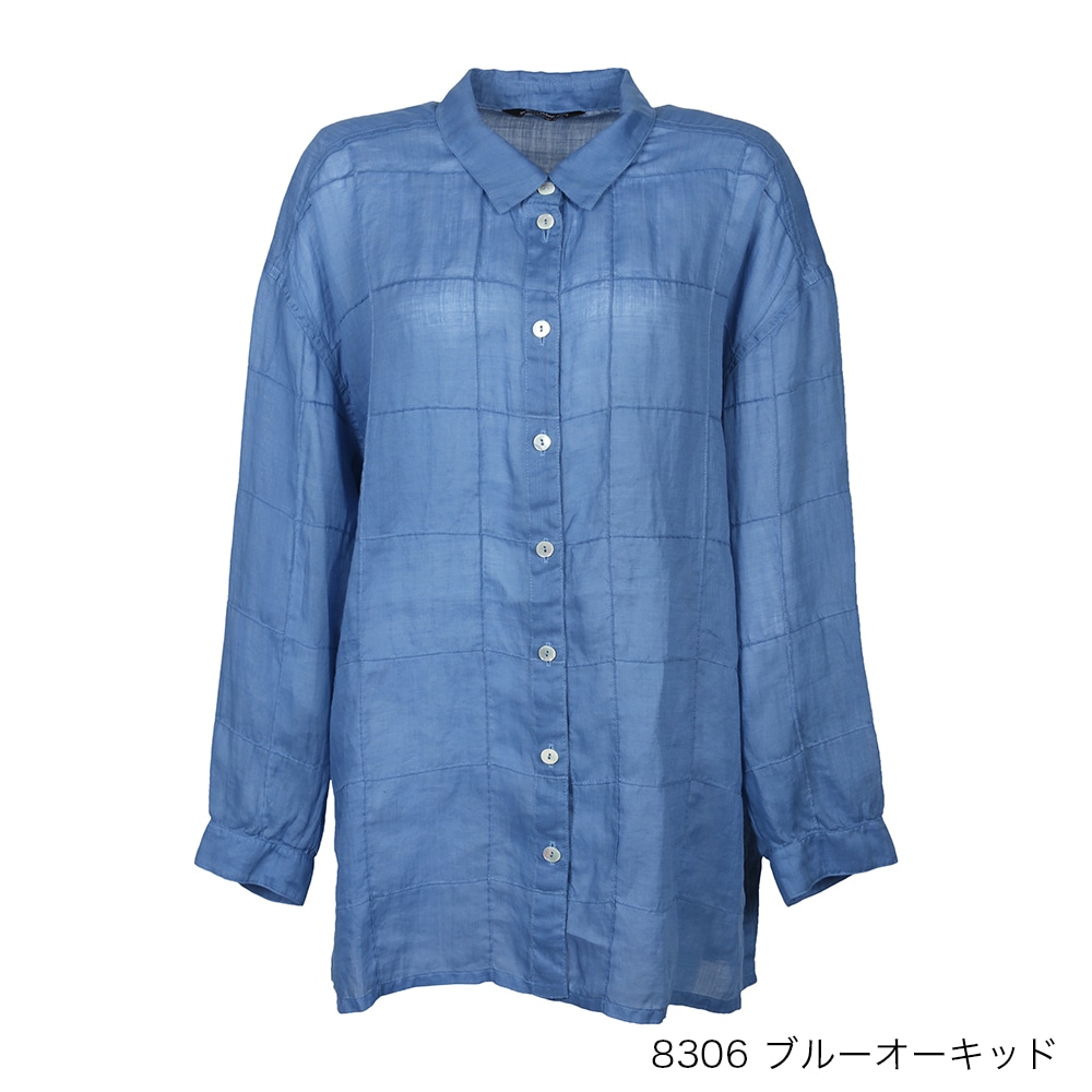 ビッグチェックピンタック チュニック丈シャツ