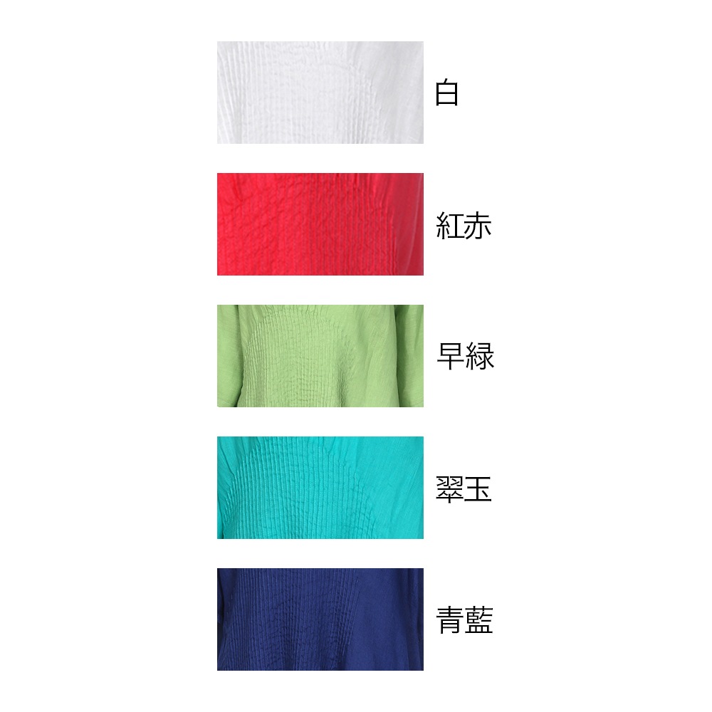 前ピンタック半袖麻シャツ