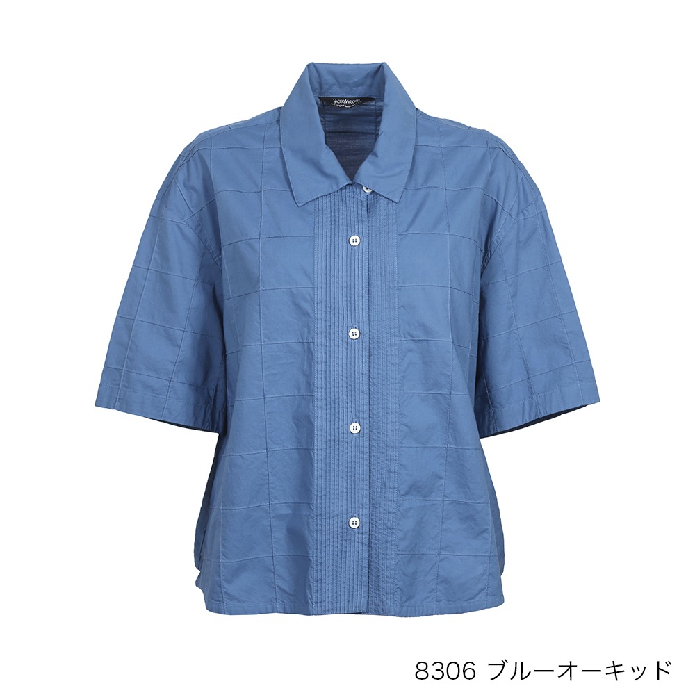ビッグチェックピンタック クロップ丈シャツ