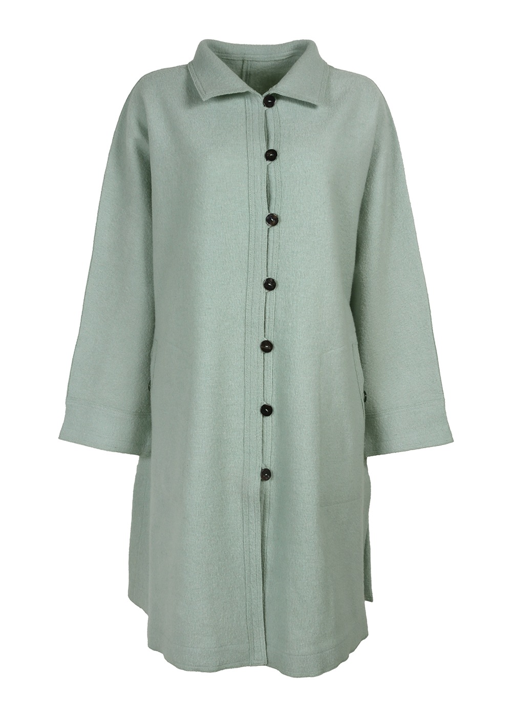 【新色追加】【BASIC】圧縮ニットスタンド襟ロングブラウス