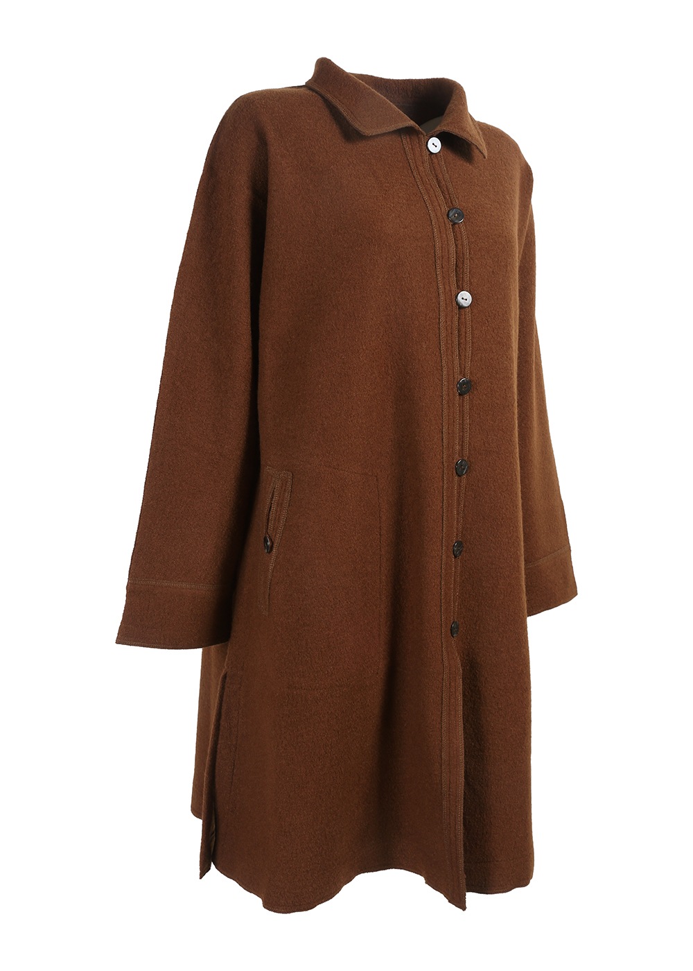 【新色追加】【BASIC】圧縮ニットスタンド襟ロングブラウス