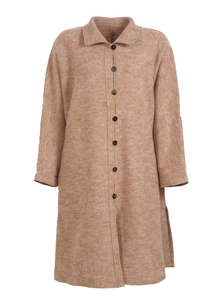 【新色追加】【BASIC】圧縮ニットスタンド襟ロングブラウス