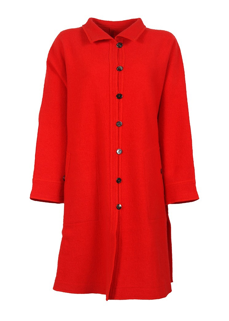 【新色追加】【BASIC】圧縮ニットスタンド襟ロングブラウス