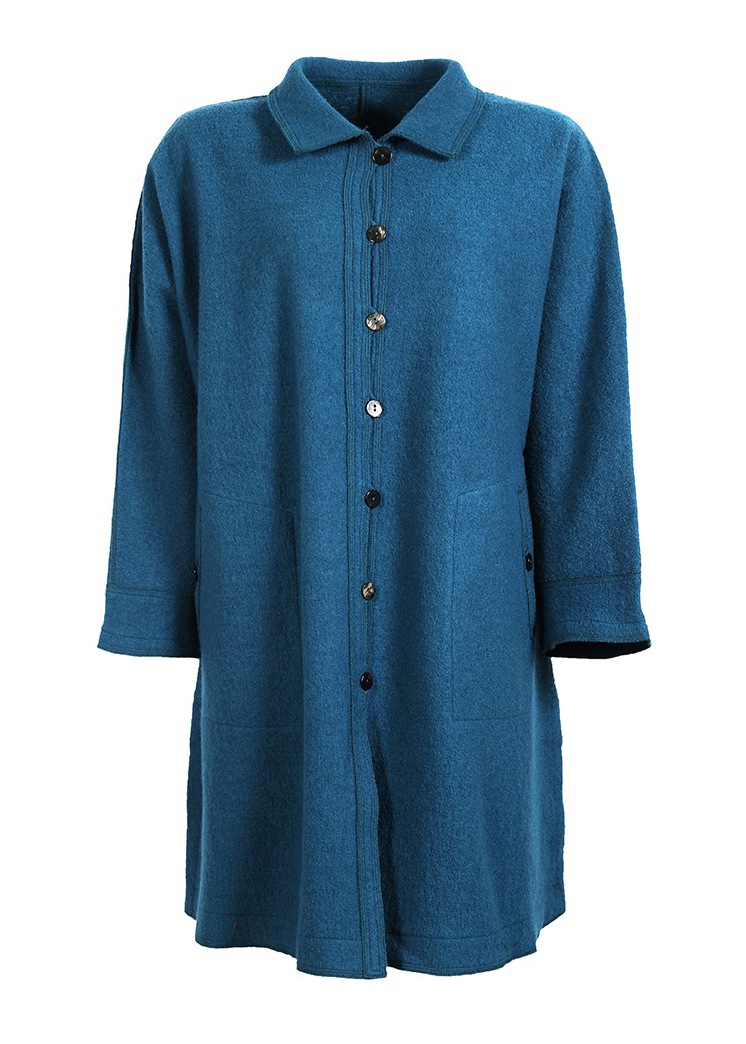 【新色追加】【BASIC】圧縮ニットスタンド襟ロングブラウス