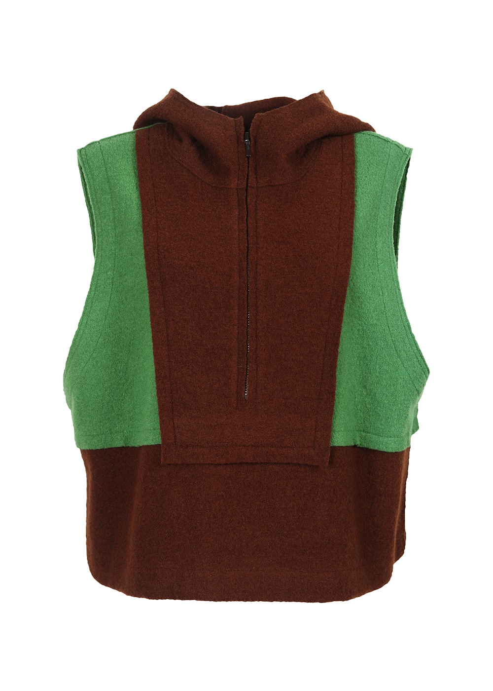 圧縮ニットフード付きベスト