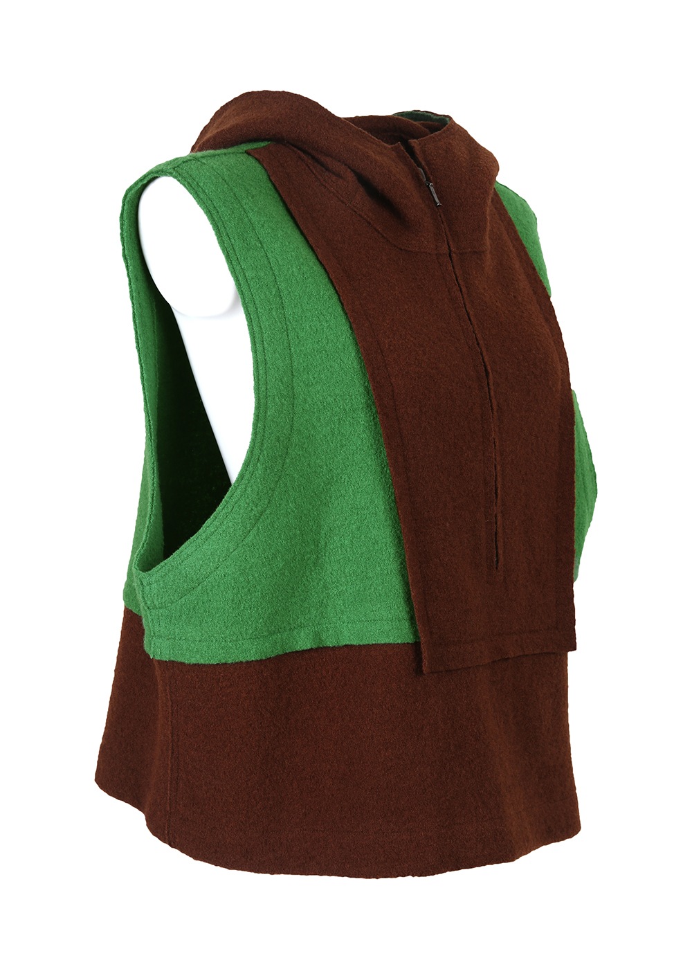 圧縮ニットフード付きベスト