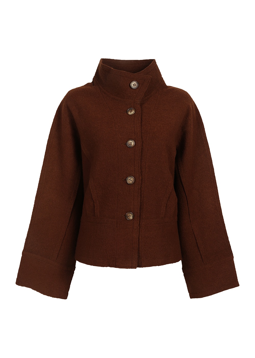 圧縮ニットハイネック裾切り替えジャケット