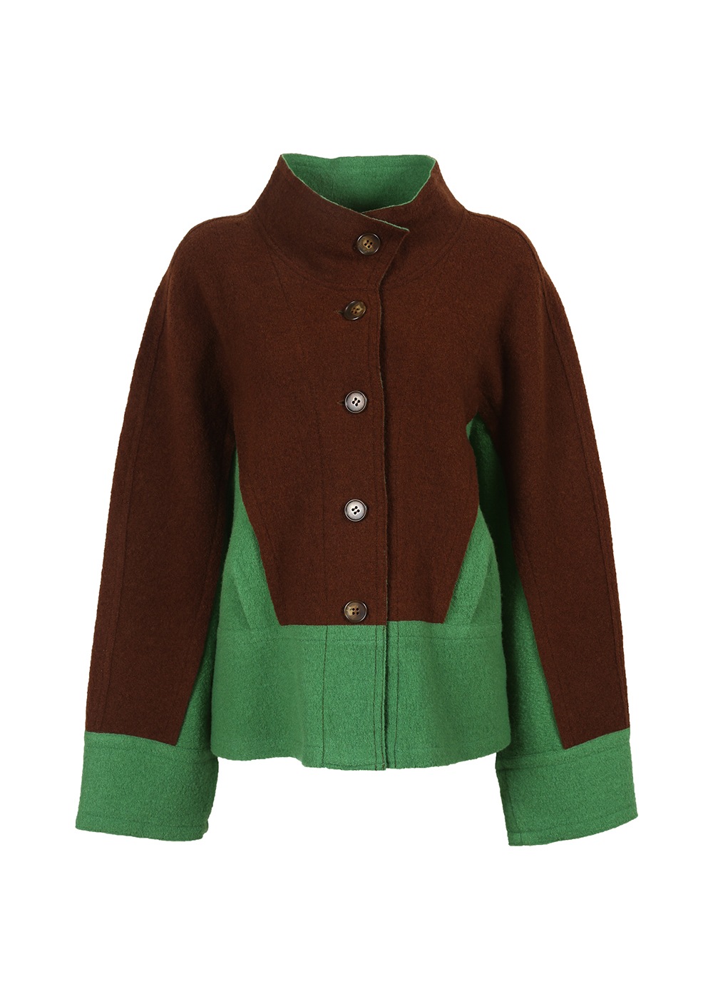 圧縮ニットハイネック裾切り替えジャケット