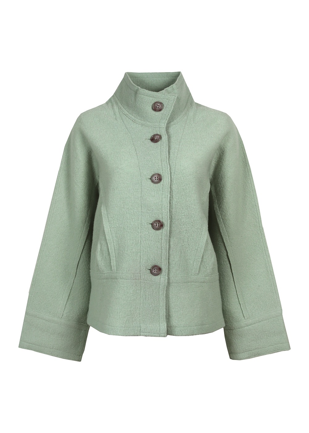 圧縮ニットハイネック裾切り替えジャケット