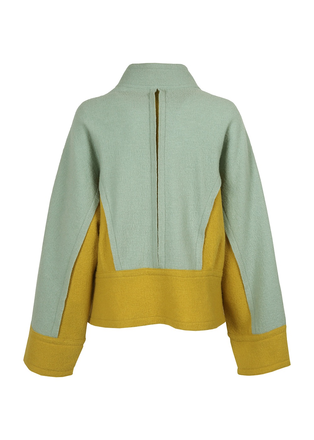 圧縮ニットハイネック裾切り替えジャケット