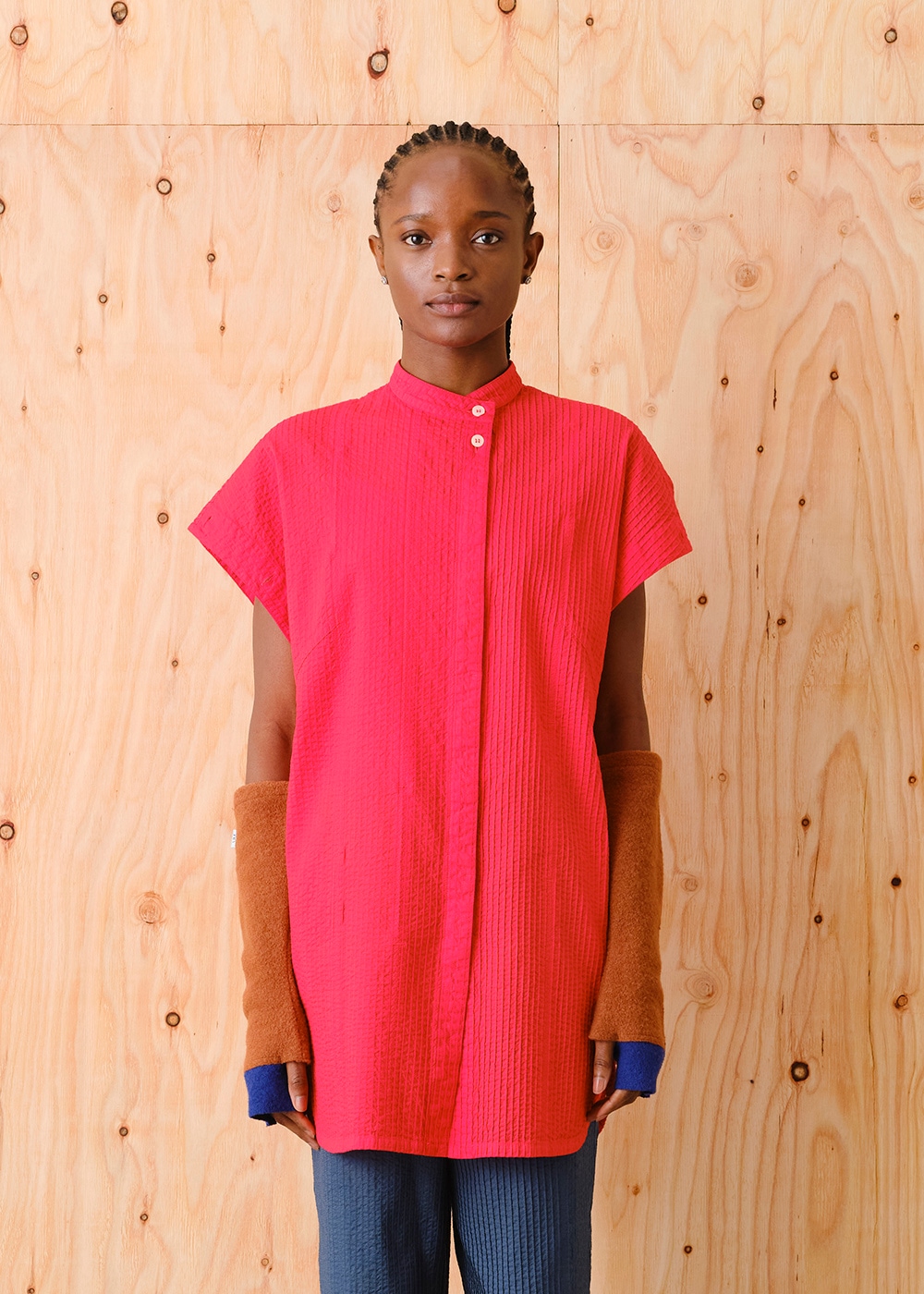 圧縮ニット配色アームウォーマー