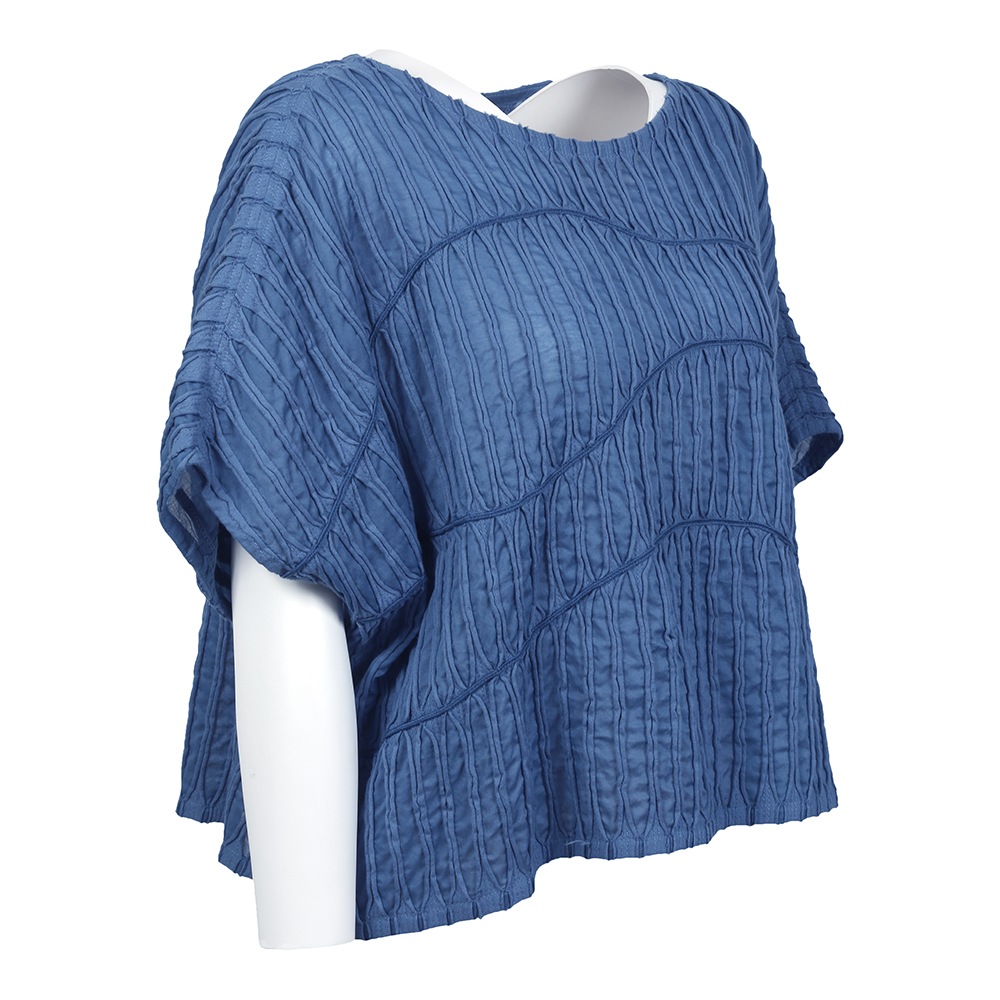 スラッシュ&コード丸首ブラウス