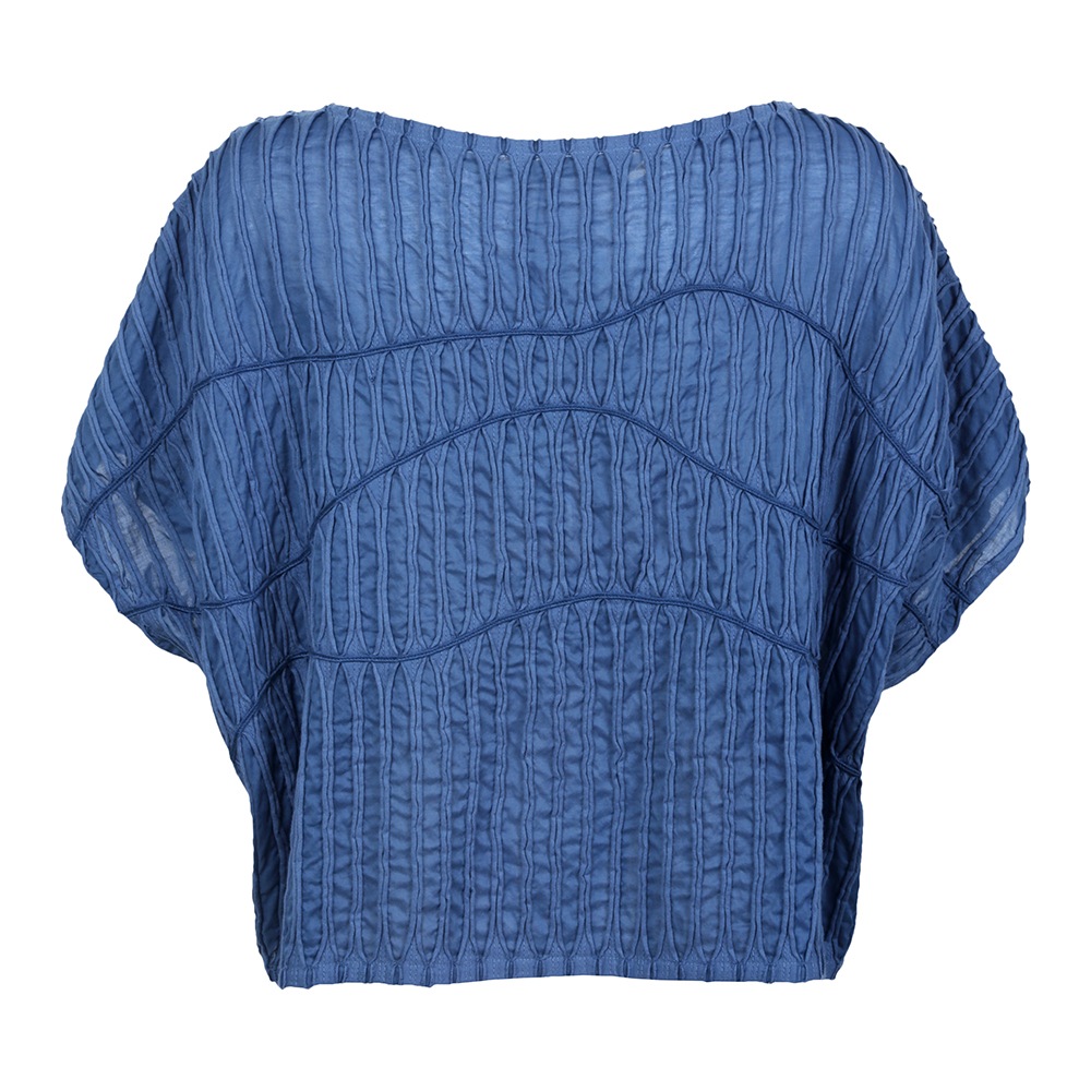 スラッシュ&コード丸首ブラウス