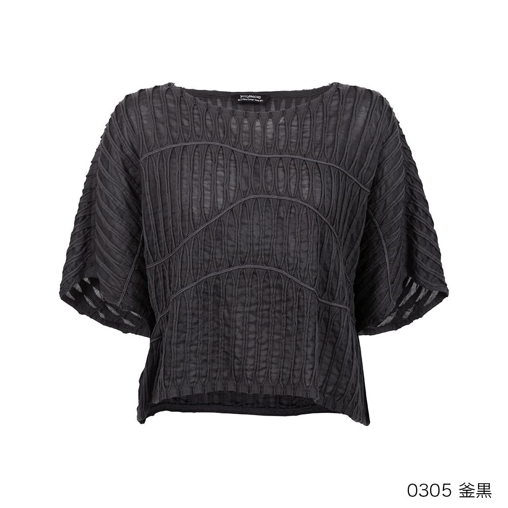 スラッシュ&コード丸首ブラウス