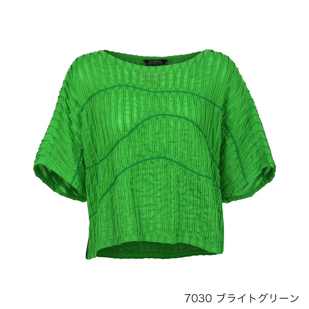 スラッシュ&コード丸首ブラウス