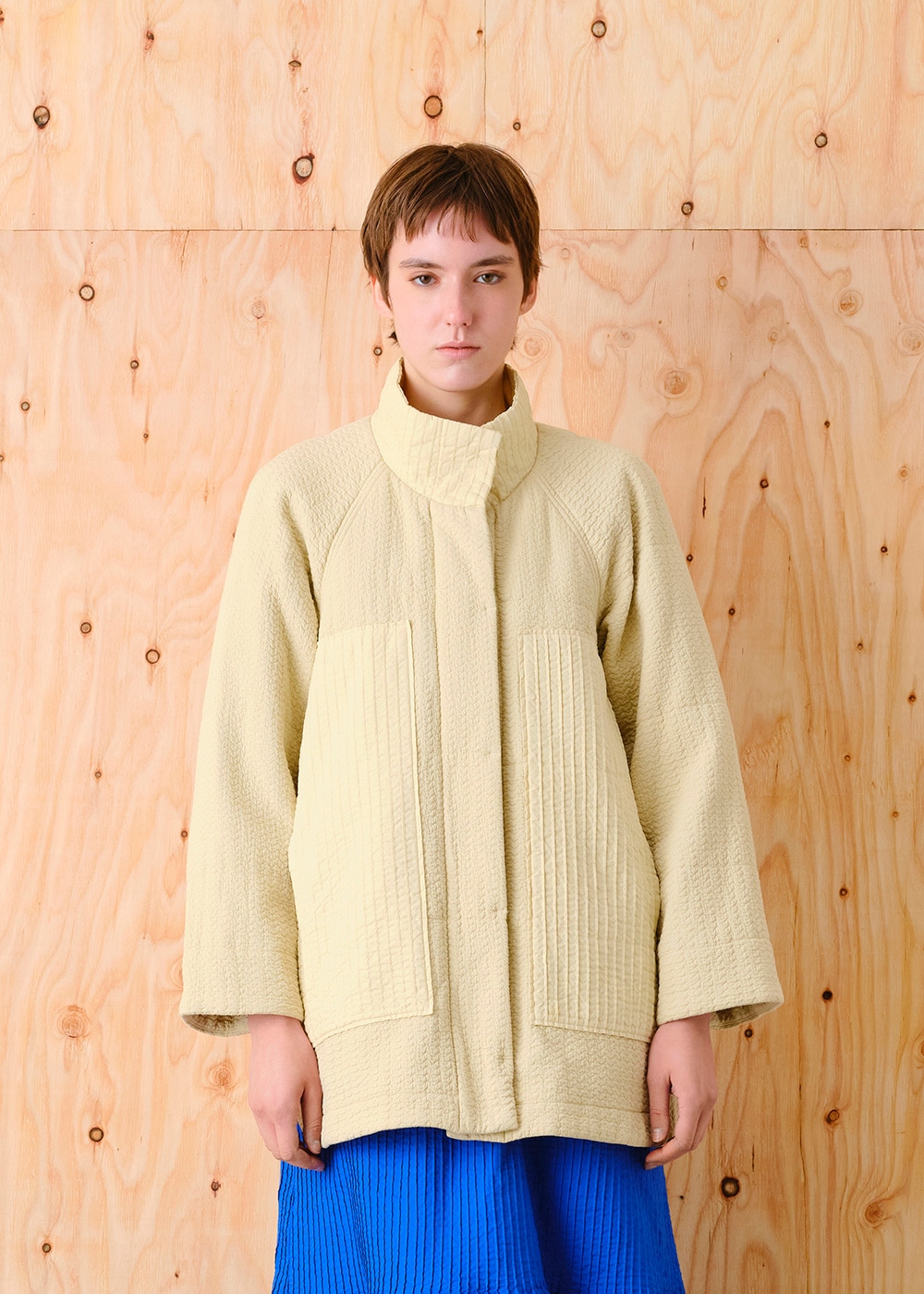 クリースジャガード中綿コート