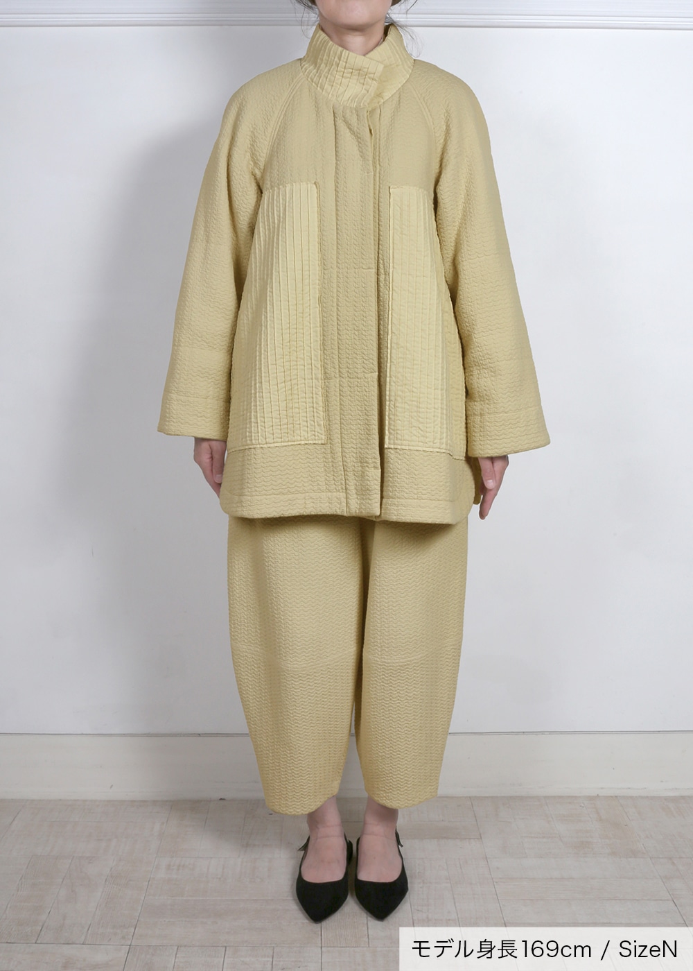 クリースジャガード中綿コート