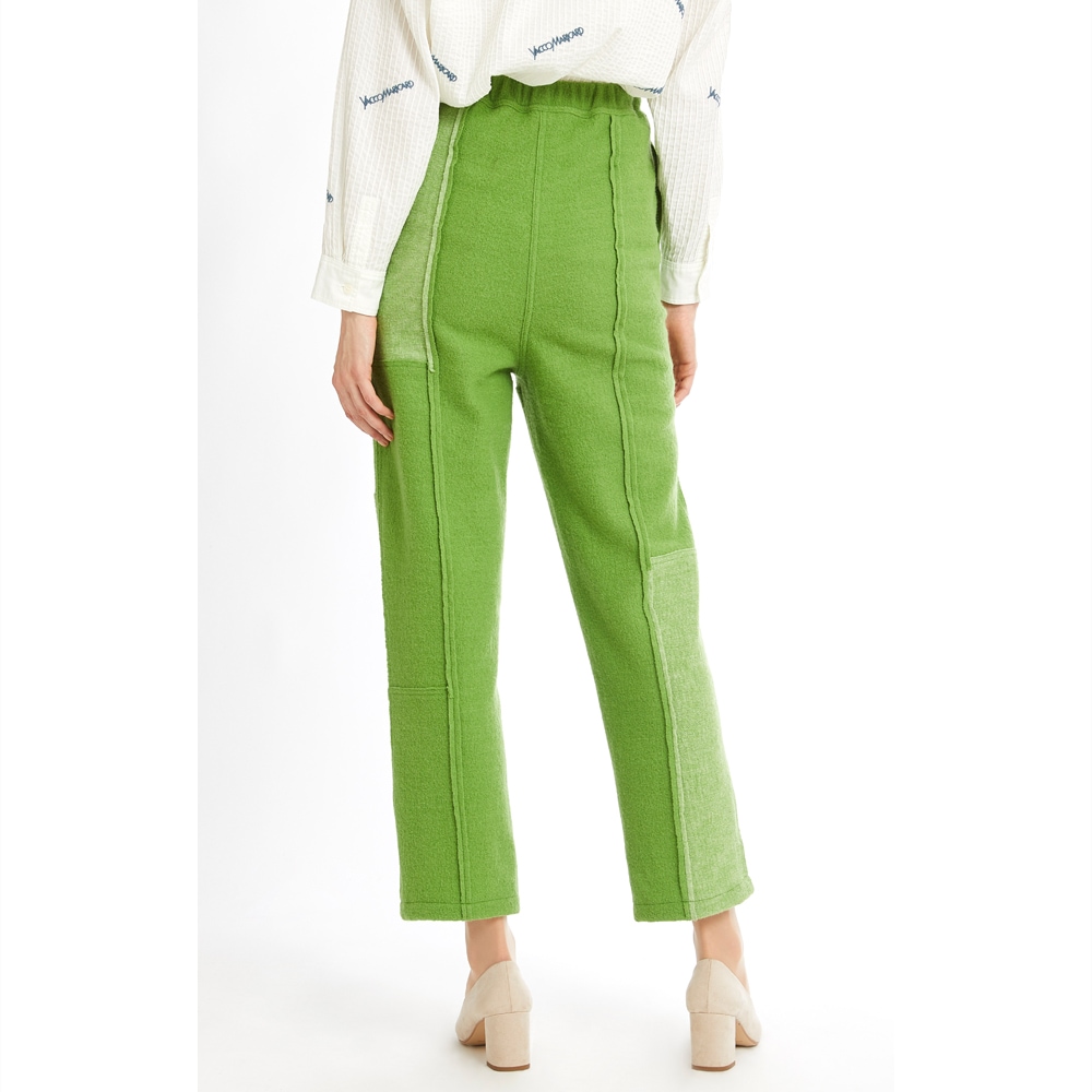 圧縮ニットアシメカラーブロックパンツ