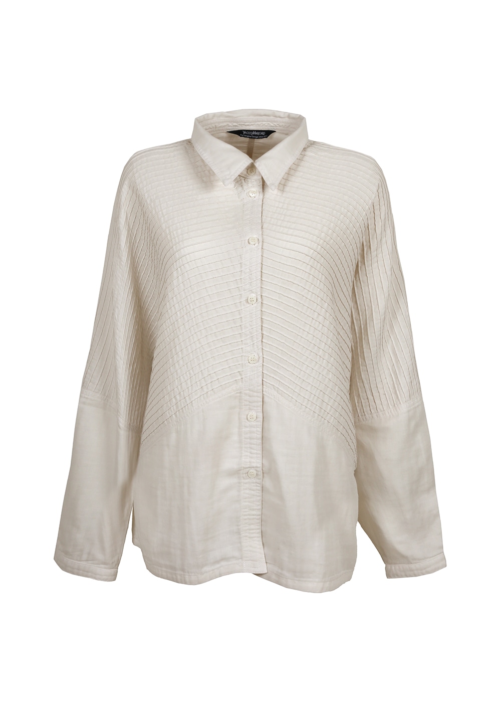 Wガーゼ上部分ピンタックシャツ