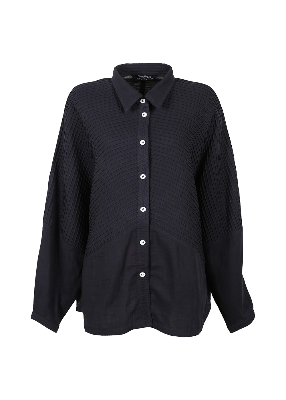 Wガーゼ上部分ピンタックシャツ