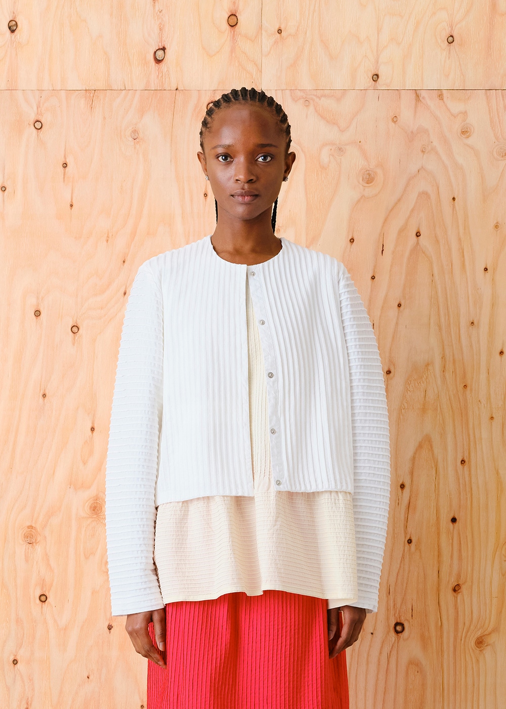 縦ピンタックカットソージャケット