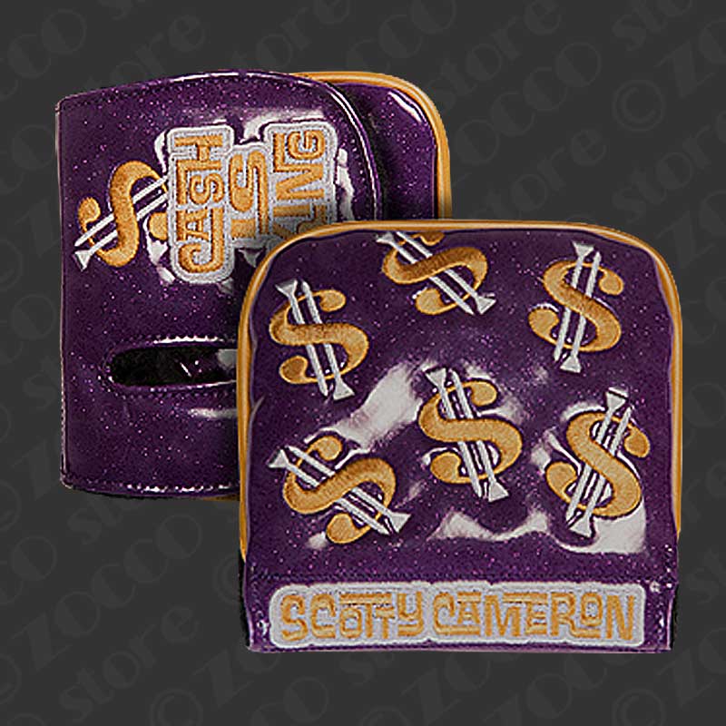 【メーカー製造終了モデル】Custom shop Headcover Cash is King - Mid Square - Bling Purple SCOTTY CAMERON スコッティキャメロンカスタムショップ ヘッドカバー ジャンクヤードドッグ