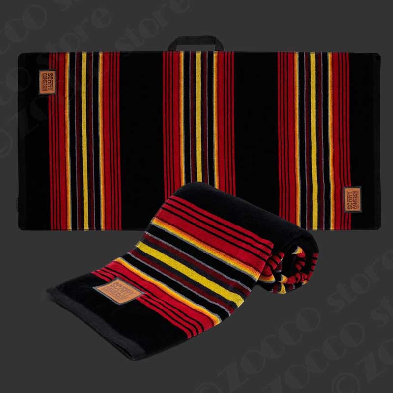 2024 ストライプ パッチ リミテッド ゴルフ タオル - ブラック＆レッド