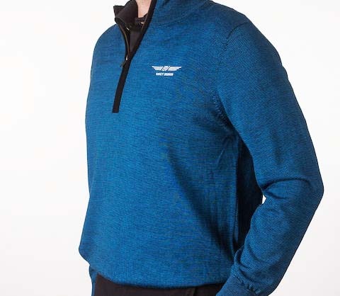 ��SALE�ۡ�M�������Τߺ߸ˤ����VOKEY DESIGN FJ End on End Merino Half-Zip - Black + Brilliant Blue �ܡ����� �ϡ��ե��å� ������ ��������