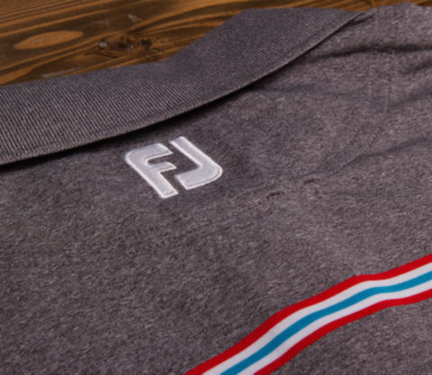 ��SALE�ۡ�S��M�������Τߺ߸ˤ����VOKEY DESIGN Limited FJ ProDry Lisle Chest Stripe Athletic Fit - Heather Charcoal �ܡ����� �ݥ������ ���쥤