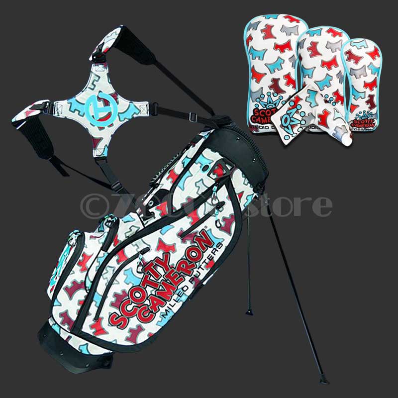 �ں����١ۡ�180���åȸ����ʡۥ��󥷥󥰥ɥå� �ѥ��ե�������� ������ɥХå� �إåɥ��С����å� �����åƥ��������� Dancing Dog Stand Bag Pathfinder White with Matching Headcovers SCOTTY CAMERON