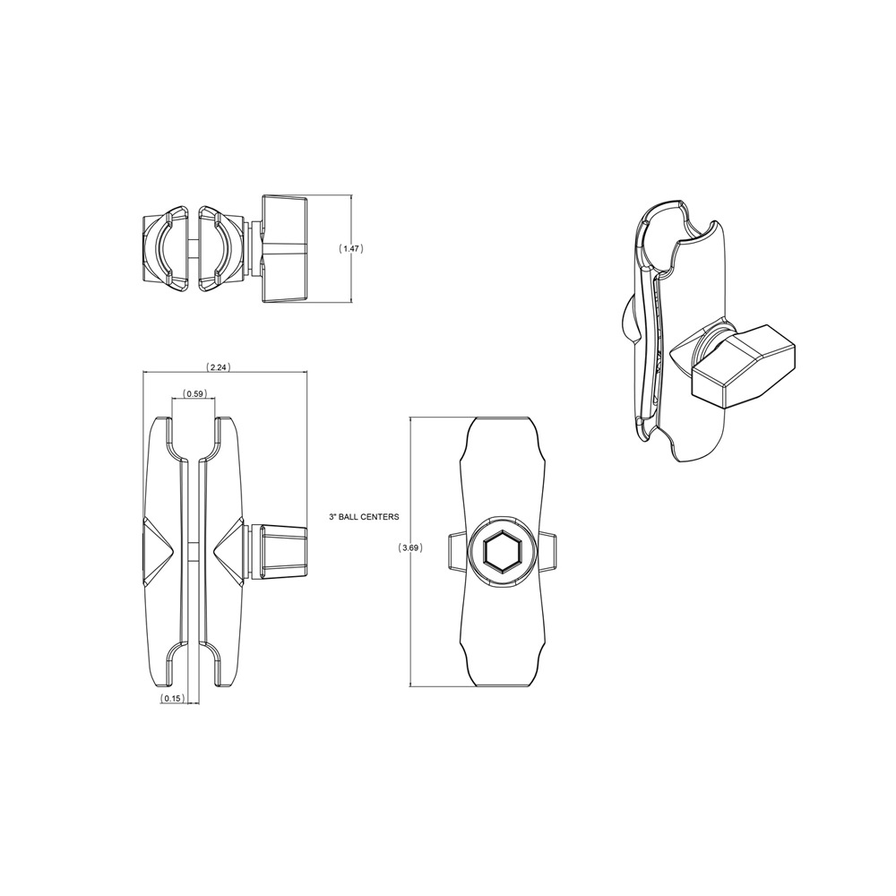 【ダブルソケットアーム M(アルミ)】ラムマウント RAM MOUNTS 国内正規品 RAM-B201U GoPro バイク 自転車 スマホ *送料無料 車 オフロード カー用品 アメ車 ジープ ボート スノーモービル 登山 キャンプ *小型宅配便