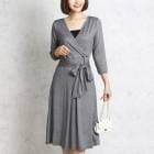 【MARTHA】デニム柄カシュクールジャージーワンピース《Lサイズ有り》＜メーカー希望小売価格￥9