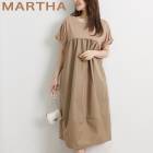 【MARTHA】マーサ●異素材使いコクーンワンピース[26379]