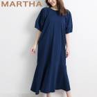 送料無料【MARTHA】マーサ●バルーン袖デニムジャージーワンピース[16983]