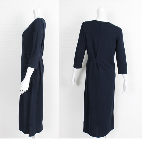 Tv通販で大人気 サイドベルトニットワンピース すっきりときれいめシルエットが大人上品 長袖 ロング丈 ネイビー エレガント フォーマル 上品 大人 レディース アウター L Ll 大きいサイズ 363 完売商品 アパレル 雑貨 Lfo