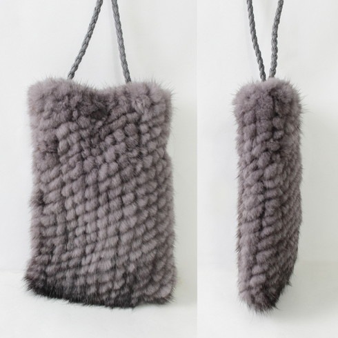 送料無料 訳あり ミンクファーポシェット◎ミンクヤーン ミニバッグ
