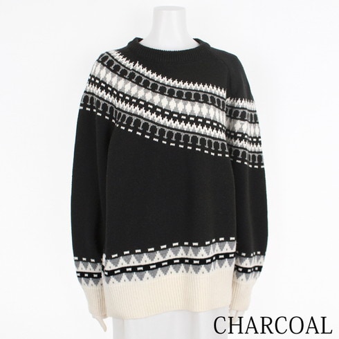 ニット ウール混 ノルディック柄 フェアアイル柄 北欧柄○レディース
