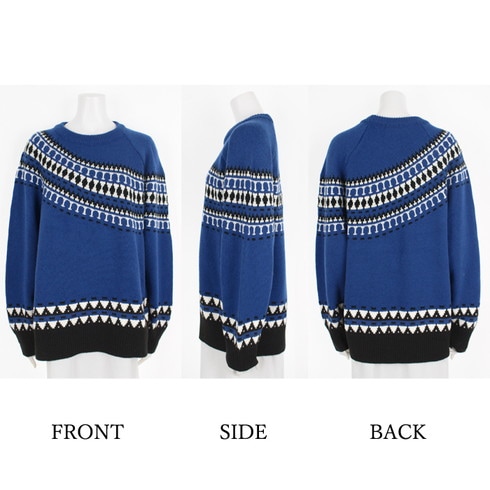 ニット ウール混 ノルディック柄 フェアアイル柄 北欧柄○レディース