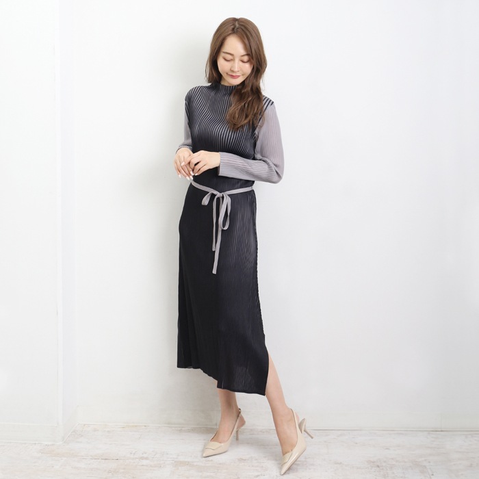 MARTHA】マーサ○モックネックプリーツワンピース[26372]【3980円以上 