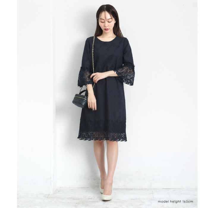 訳あり Sサイズのみ 長袖刺繍レースワンピース♪カラーフォーマル  