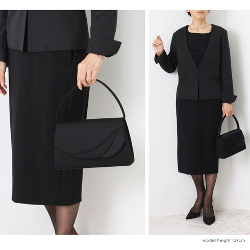 フォーマルバック ウエーブ ブラック フォーマル ハンドバッグ  