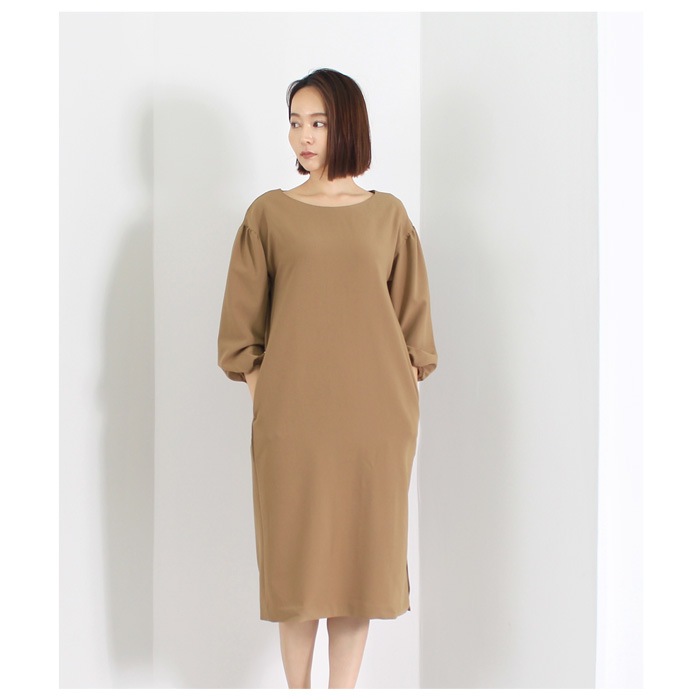2wayパフスリーブワンピース 膝丈 ひざ丈 ミディアム きれいめ 無地 シンプル 上品 着痩せ パフスリーブ 大人 おしゃれ 大きいサイズ 7号 9号 11号 13号 Tv通販で大人気 ベージュ 完売商品 アパレル 雑貨 Lfo