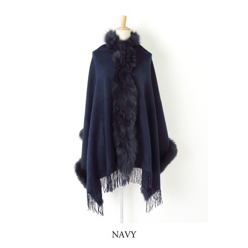 美品✨エポカ カシミヤ フォックスファー ポンチョ ケープ 大判