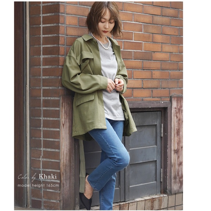 訳あり タグカットのため サファリジャケット 肌寒い時にサッと羽織れる レディース ミリタリージャケット 羽織り ワークジャケット ウエストベルト ライトアウター 大きいサイズ カーキ ベージュ Aw アウター ジャケット Lfo