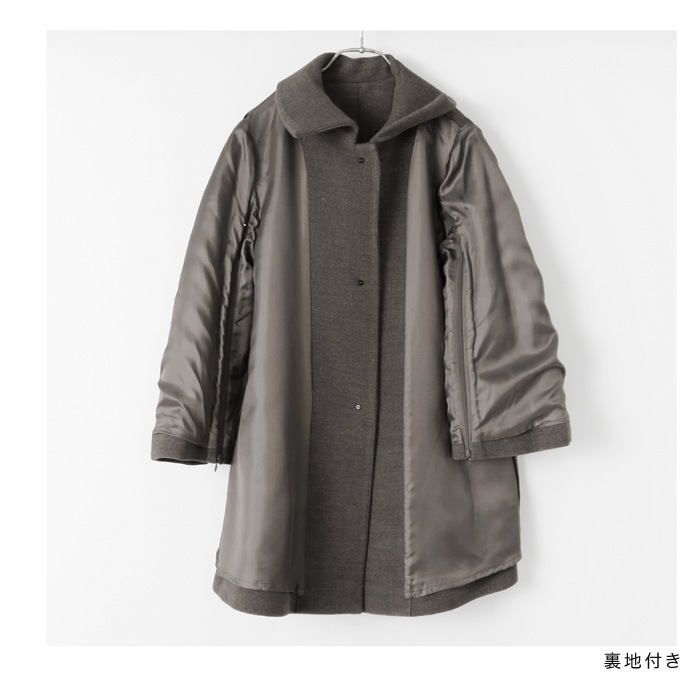 黒 ウール風 ベルスリーブ ポンチョコート 20221029134248.jpg