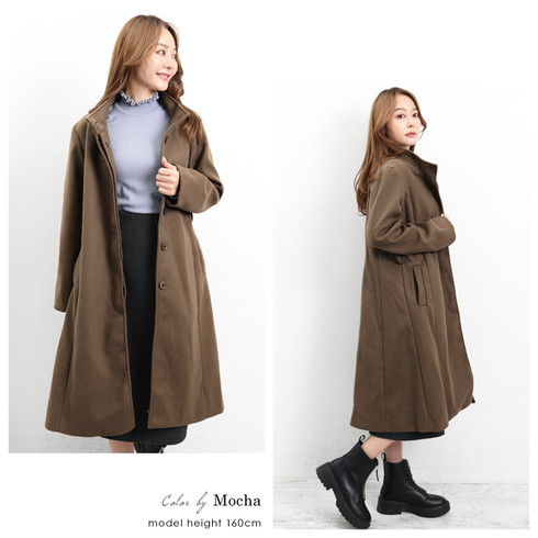 スタンドカラーウールライクロングコート♪アウター レディース
