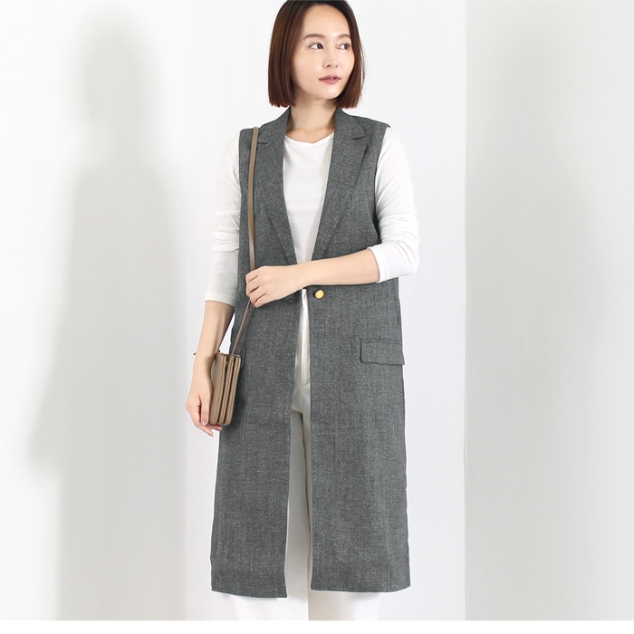 ロングジレ☆テーラードカラーですっきり&キチンと見せ大人のロング