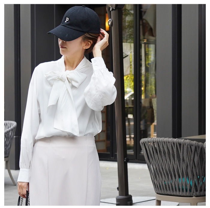 前後で着れる 2wayリボンタイブラウス リボン リボンタイ ボウタイ ブラウス 白シャツ ロング チュニック レディース 長袖 シャツ おしゃれ ホワイト ネイビー キャメル Fサイズ Cocoon コクーン メール便可 7525 トップス シャツ ブラウス Lfo